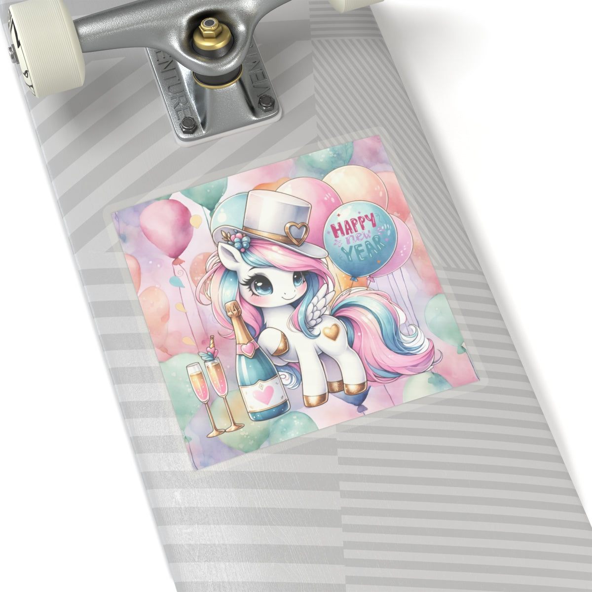 Happy New Year Pastel Unicorn Kiss-Cut Sticker-My Bright Side Clothing