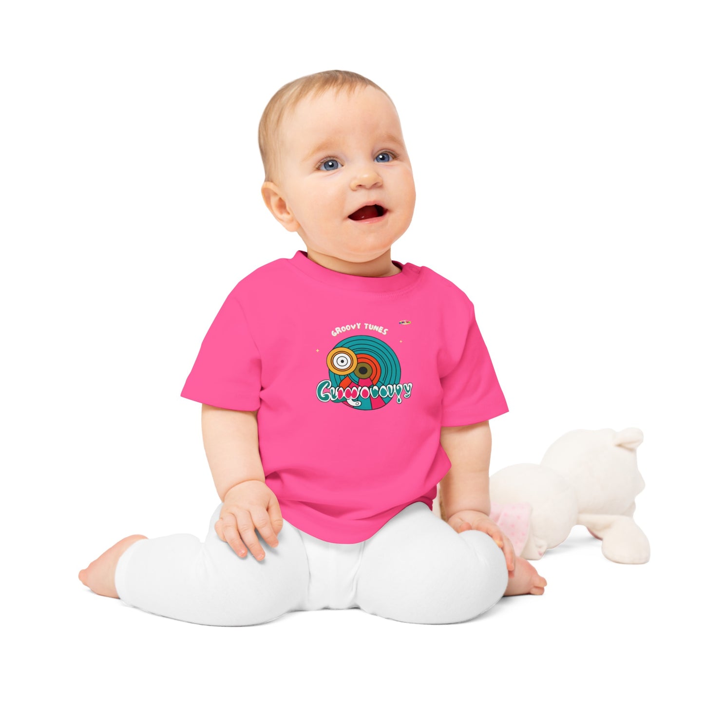 Cute Groovy Tunes Retro record Logo Baby T-Shirt -MyBrightSideClothing