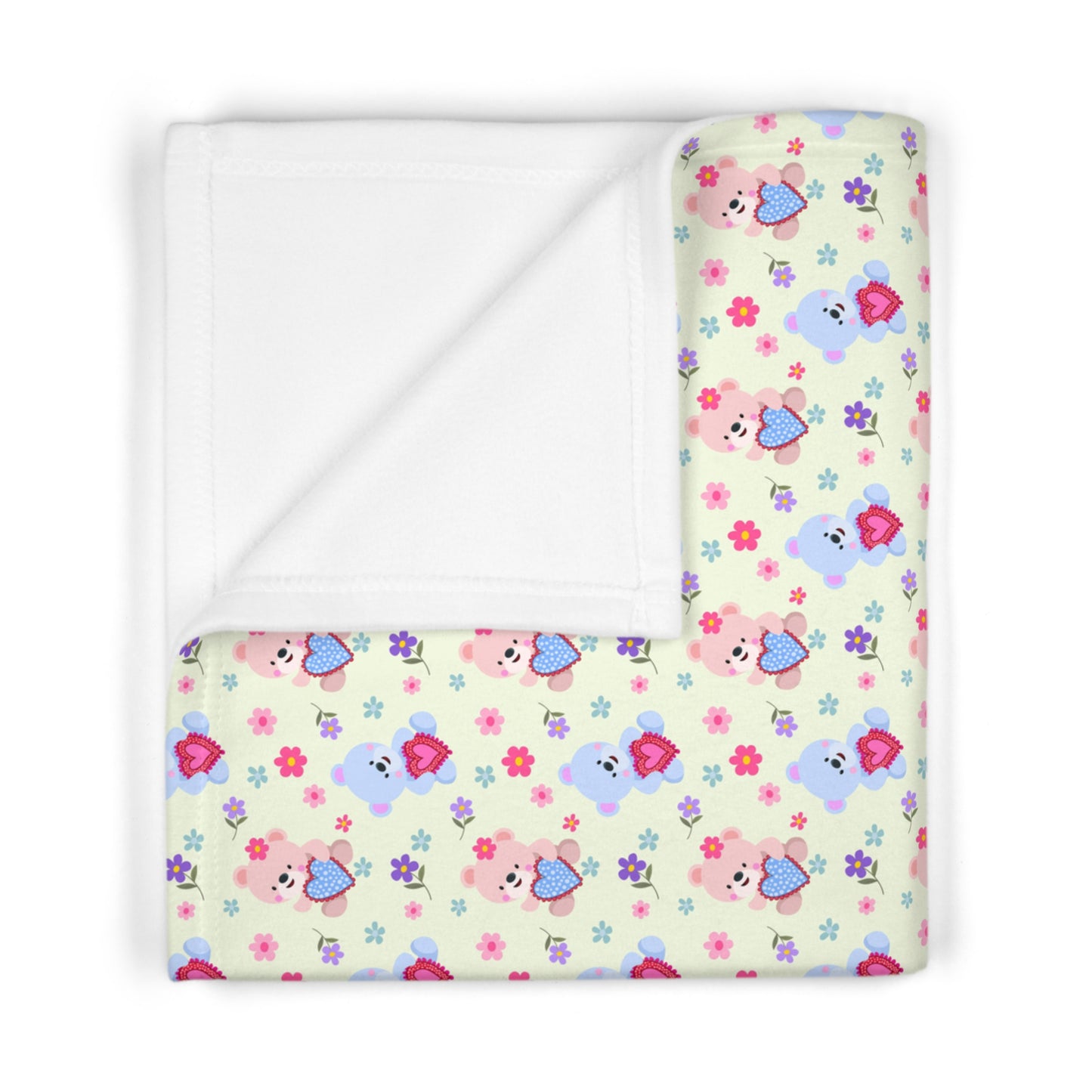 Pastel Love Bears Pattern Soft Fleece Baby Blanket--My Bright Side Clothing