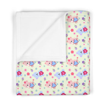 Pastel Love Bears Pattern Soft Fleece Baby Blanket--My Bright Side Clothing