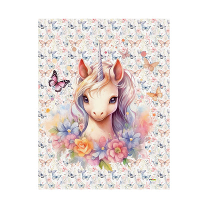 Beautiful Floral Butterfly Unicorn Graphic Matte Vertical Poster-My Bright Side Clothing