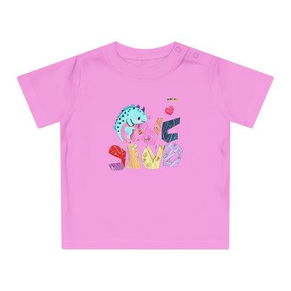 Cute Roaring Dino Love Graphic Baby T-Shirt-mybrigtsideclothing.com