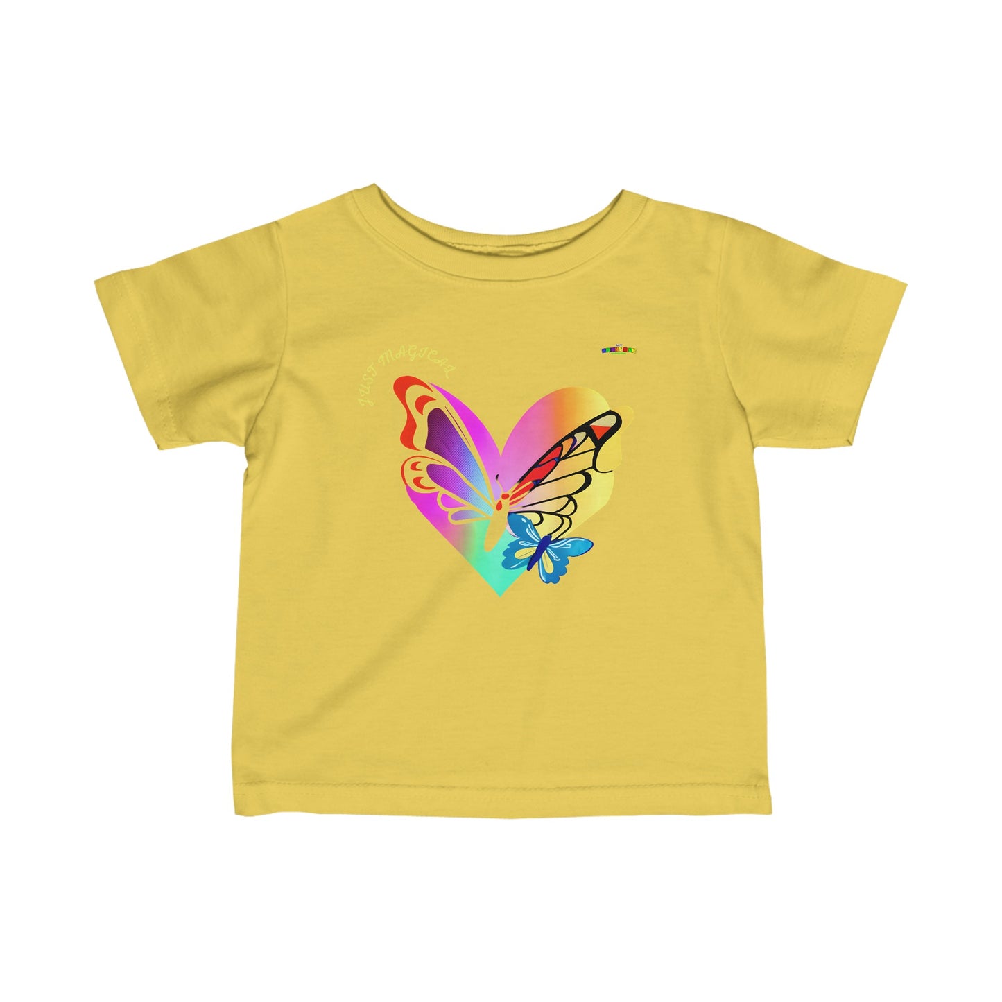 Just Magical Colourful Butterfly Heart Logo Infant Fine Jersey Tee-MyBrightSideClothing