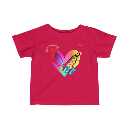 Just Magical Colourful Butterfly Heart Logo Infant Fine Jersey Tee-MyBrightSideClothing