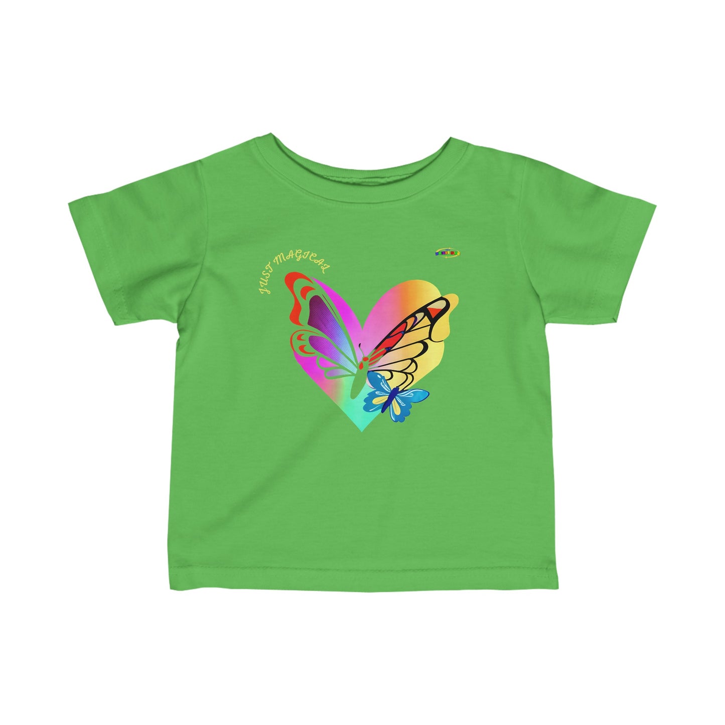 Just Magical Colourful Butterfly Heart Logo Infant Fine Jersey Tee-MyBrightSideClothing