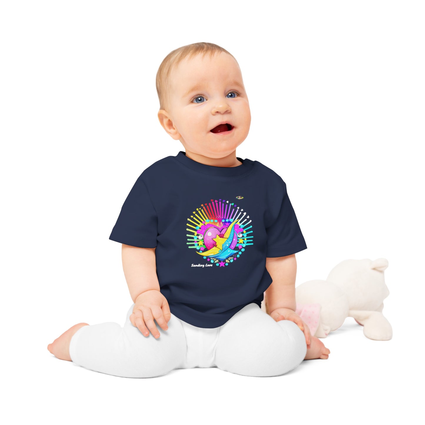 Cute Pastel Sending Love Heart Rainbow Baby T-Shirt-My Bright Side Clothing