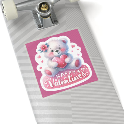 Cute and Sweet Happy Valentines Bear-Kiss-Cut Sticker-My Bright Side Clothing