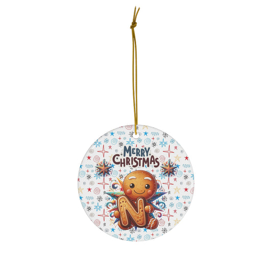 Letter N Cute Christmas Ginger Bread ceramic ornament(A-Z Collection)-My Bright Side Clothing