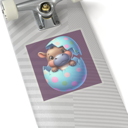 Cute and Sweet Little Hippo Easter Egg -Kiss-Cut Sticker-My Bright Side Clothing