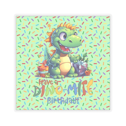 Cute Happy Birthday Dino Kiss-Cut Sticker-My Bright Side Clothing