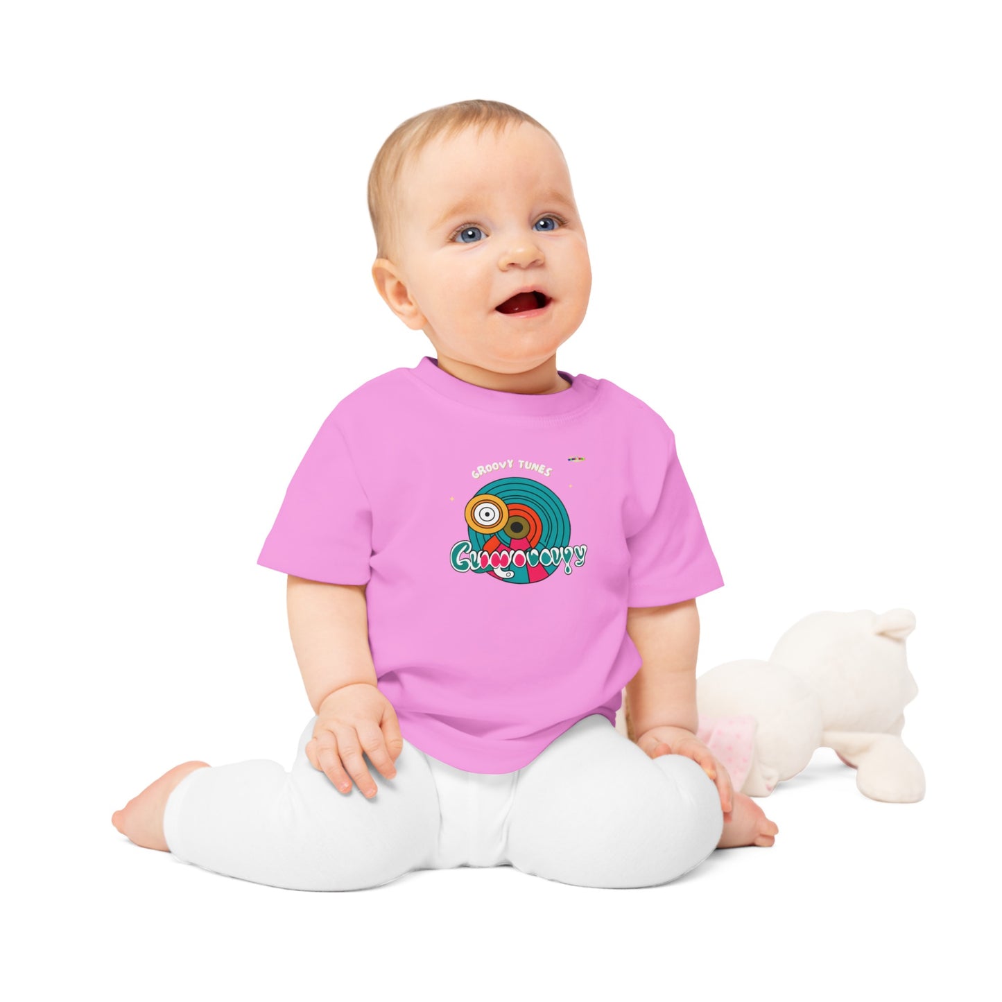 Cute Groovy Tunes Retro record Logo Baby T-Shirt -MyBrightSideClothing