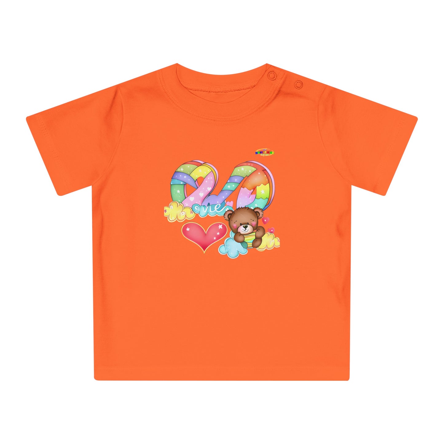 Cute Rainbow Heart Teddy Bear Graphic Baby T-Shirt-mybrightsideclothing.com