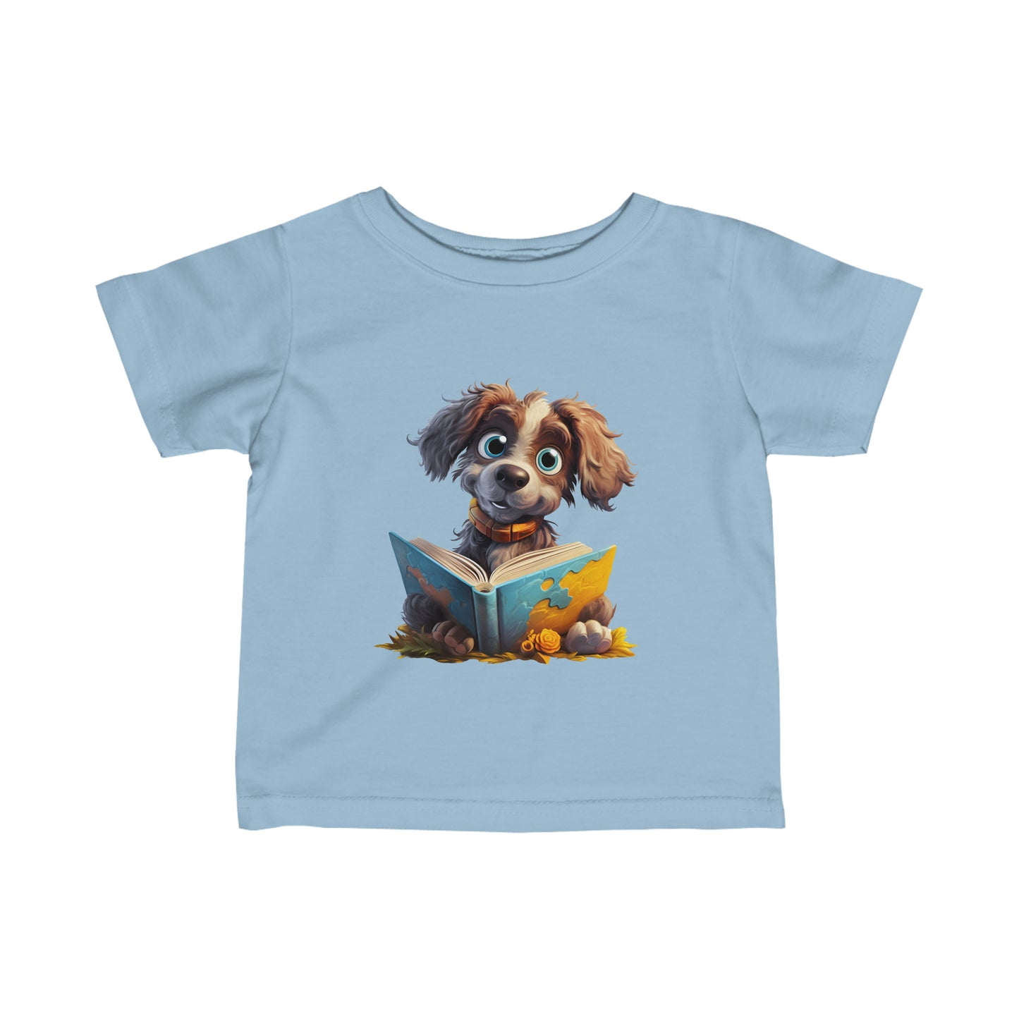 Cute Puppy Reading a Book Infant Fine Jersey Tee-My Bright Side Clothing