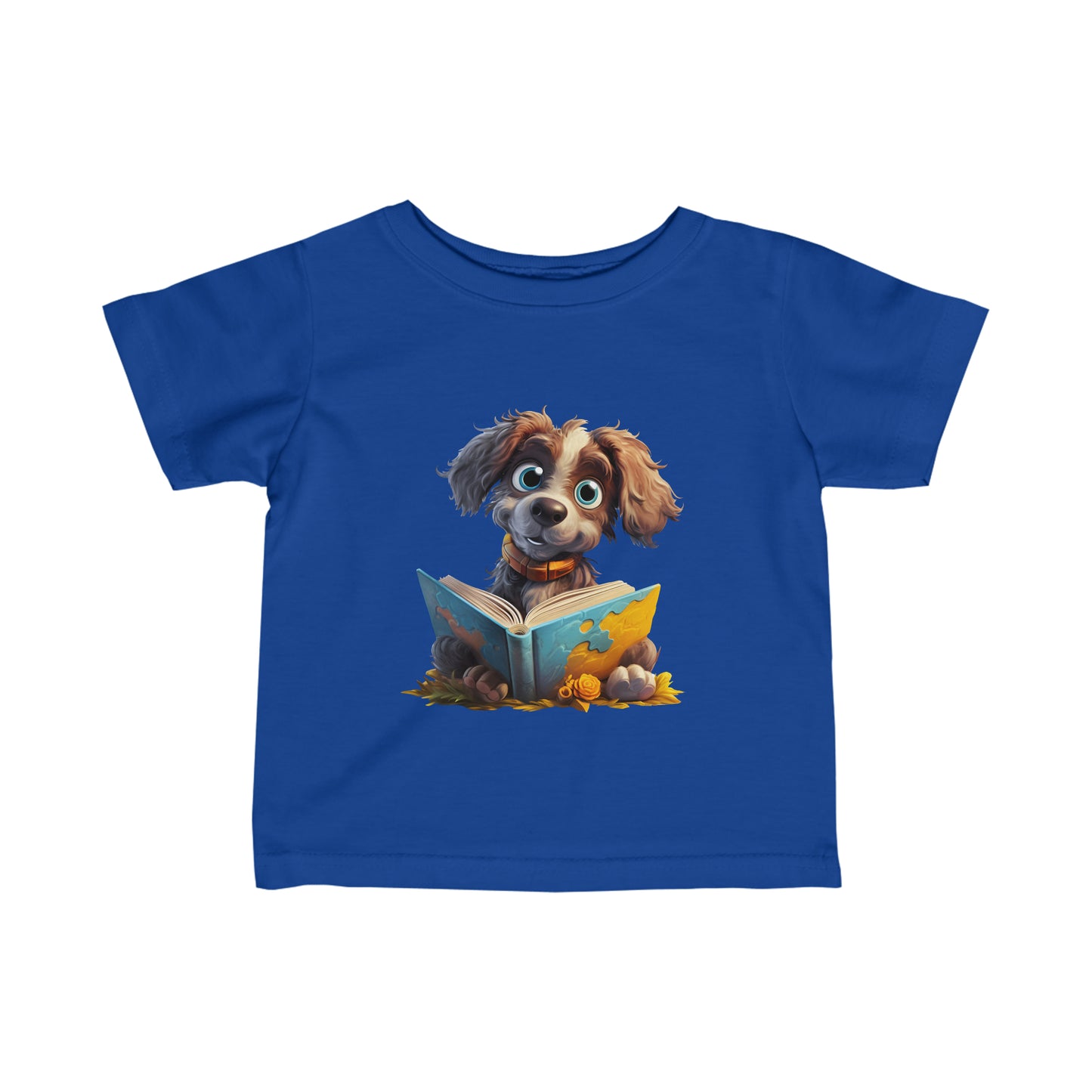 Cute Puppy Reading a Book Infant Fine Jersey Tee-My Bright Side Clothing