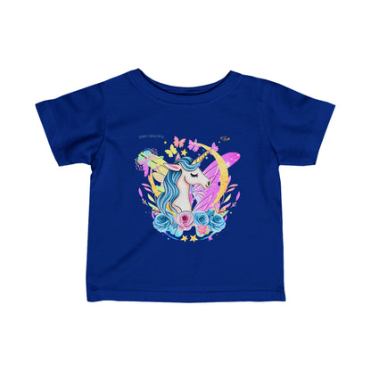 Simply Beautiful Moon, flower Unicorn Graphic Infant Fine Jersey Tee-My Bright Side Clothing