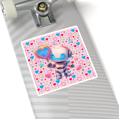 Please Be My AI Valentine cute Robot Kiss-Cut Sticker-My Bright Side Clothing