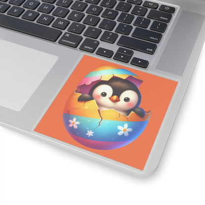 Cute and Sweet Little Penguin Easter Egg -Kiss-Cut Sticker-My Bright Side Clothing