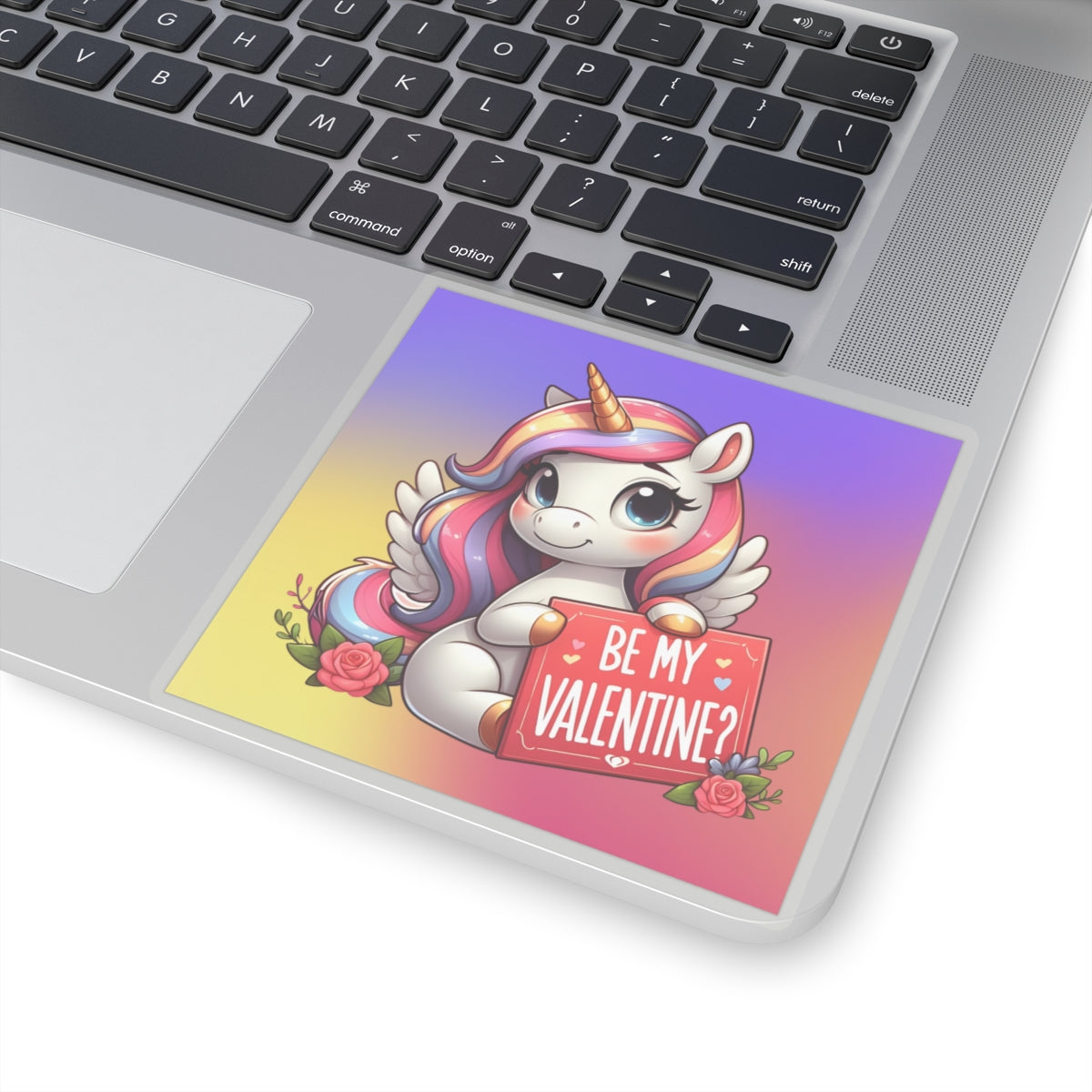 Cute and Sweet Rainbow Unicorn Happy Valentine Kiss Cut Sticker --My Bright Side Clothing