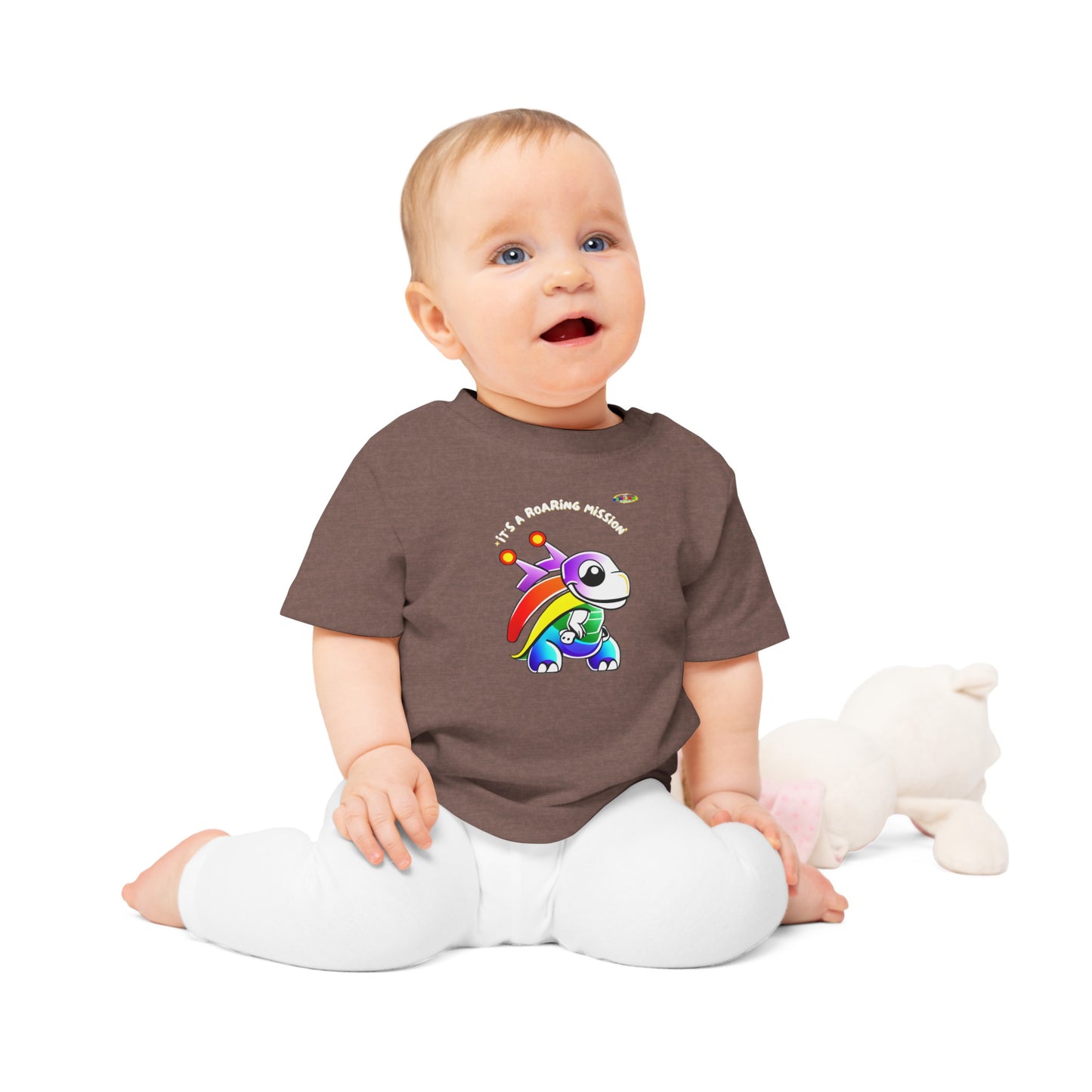 Cute Its a roaring mission super dino Logo Baby T-Shirt -MyBrightSideClothing