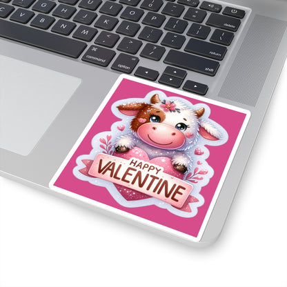 Cute and Sweet Happy Valentines Cow Kiss-Cut Sticker-My Bright Side Clothing