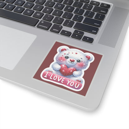 Cute and Sweet Happy Valentines Bear-Kiss-Cut Sticker-My Bright Side Clothing