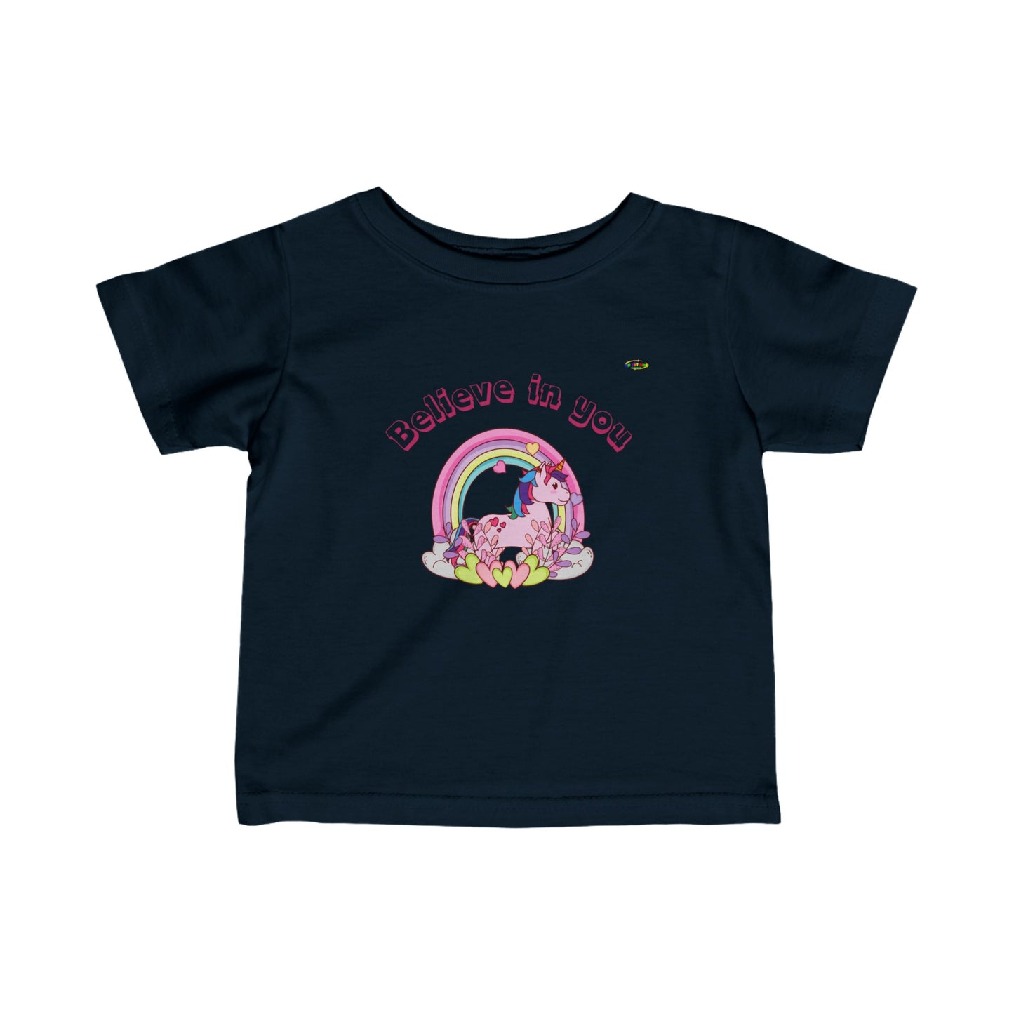 Cute Believe in you Rainbow Unicorn Logo Infant Fine Jersey Tee-My Bright Side Clothing