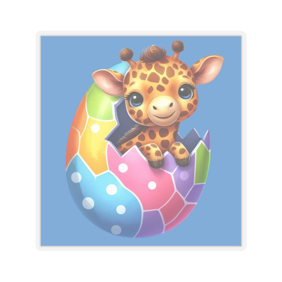 Cute and Sweet Little Giraffe Easter Egg -Kiss-Cut Sticker-My Bright Side Clothing