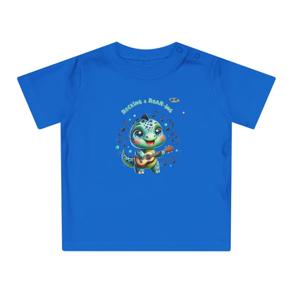 Cute Baby Dino Playing the guitar Baby T-shirt-My Bright Side Clothing