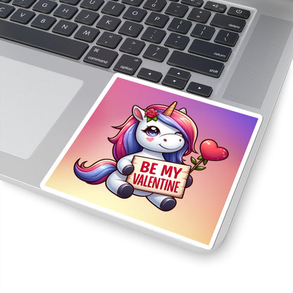 Cute and Sweet Rainbow Unicorn Happy Valentine Kiss Cut Sticker --My Bright Side Clothing