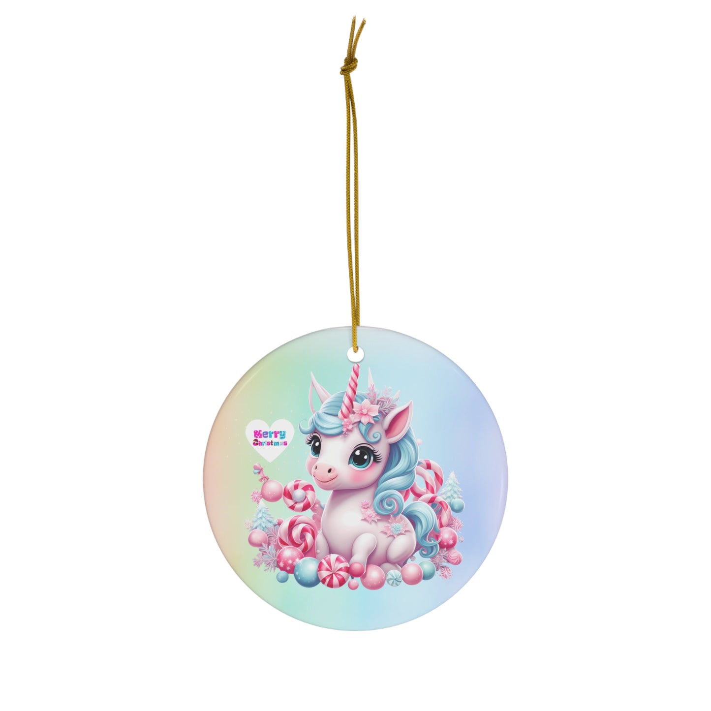 Cute Pastel Baby Unicorn Christmas Ceramic Ornament--My Bright Side Clothing