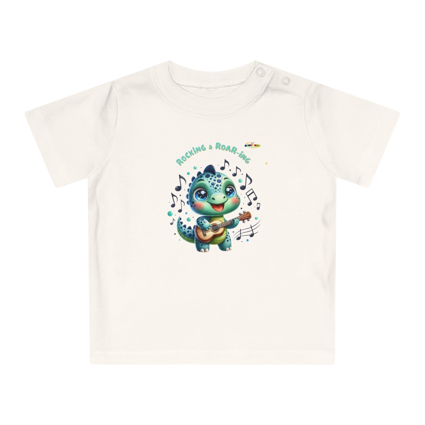 Cute Baby Dino Playing the guitar Baby T-shirt-My Bright Side Clothing