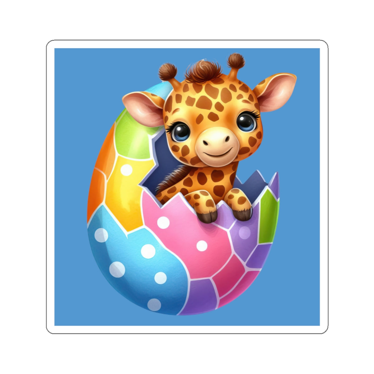 Cute and Sweet Little Giraffe Easter Egg -Kiss-Cut Sticker-My Bright Side Clothing