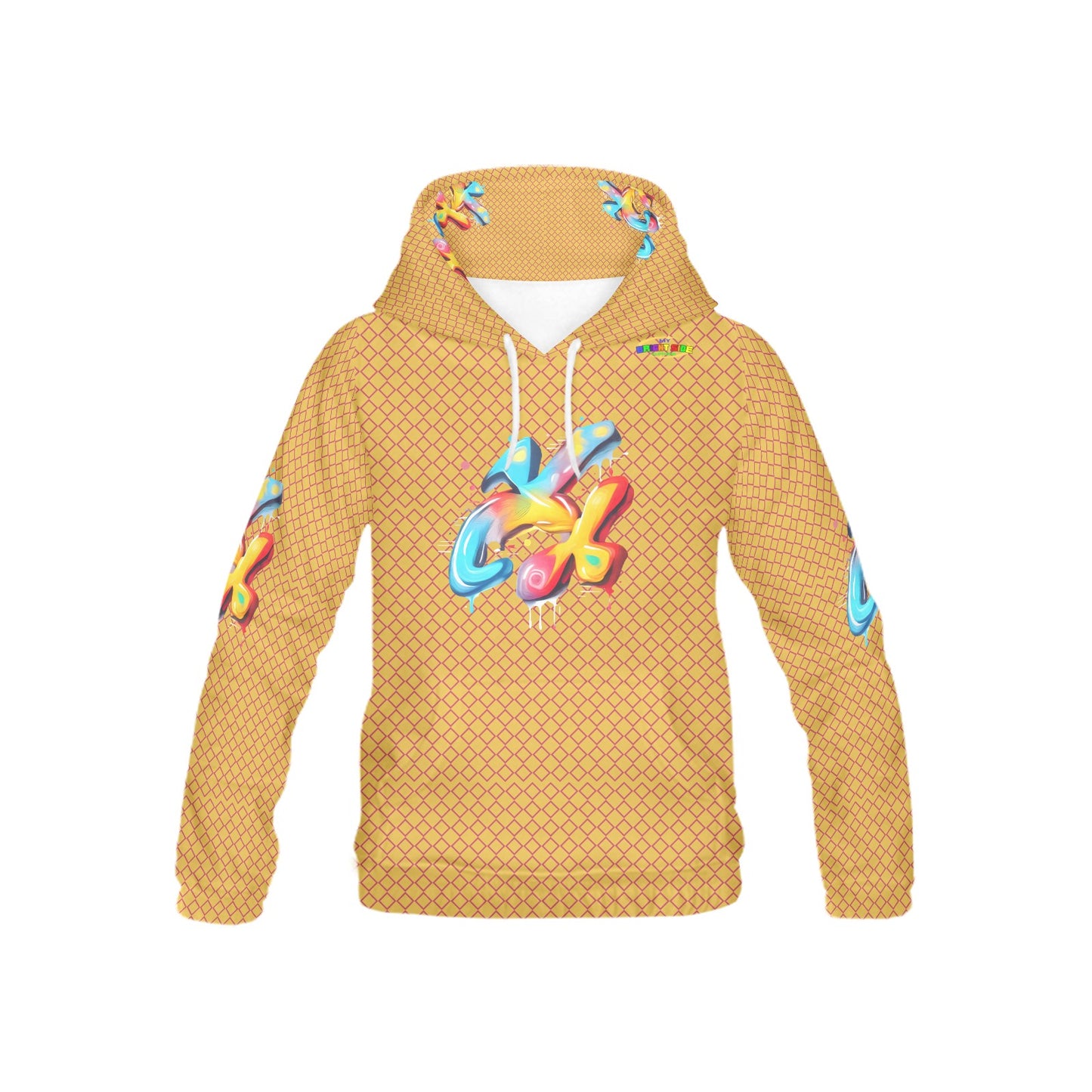 Yellow Fun Alphabet Graffiti Pattern Children's Hoodie-My Bright Side Clothing