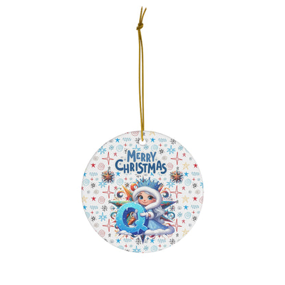 Letter Q Cute Christmas Ice Princess ceramic ornament(A-Z Collection)-My Bright Side Clothing