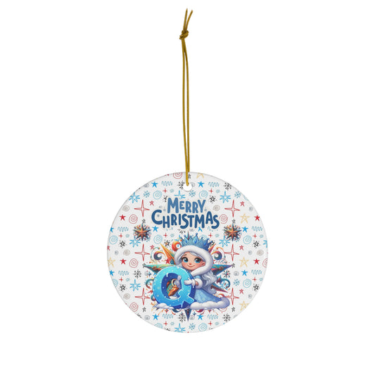 Letter Q Cute Christmas Ice Princess ceramic ornament(A-Z Collection)-My Bright Side Clothing