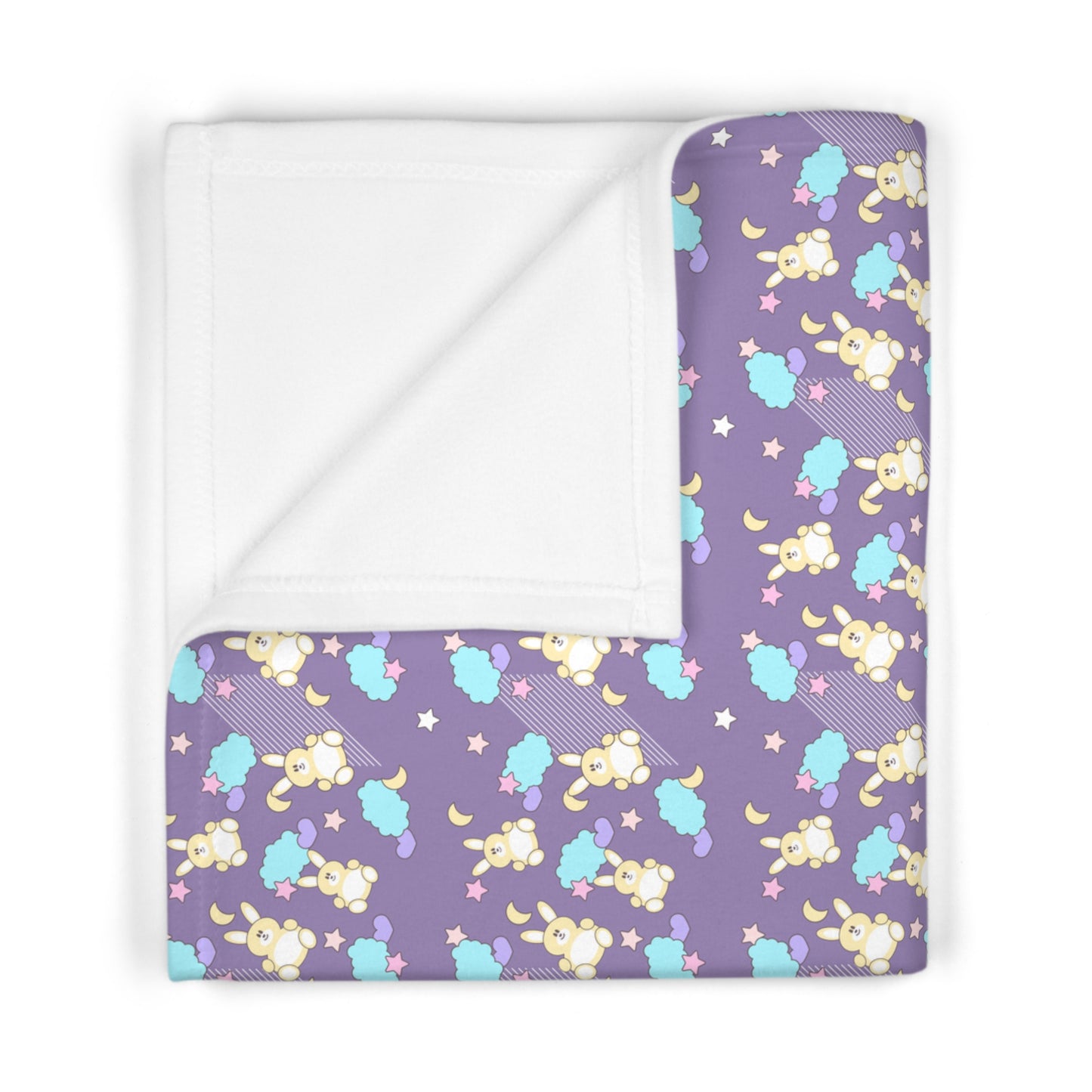 Cute Purple Pastel Baby Bunnies Pattern Soft Fleece Baby Blanket--My Bright Side Clothing