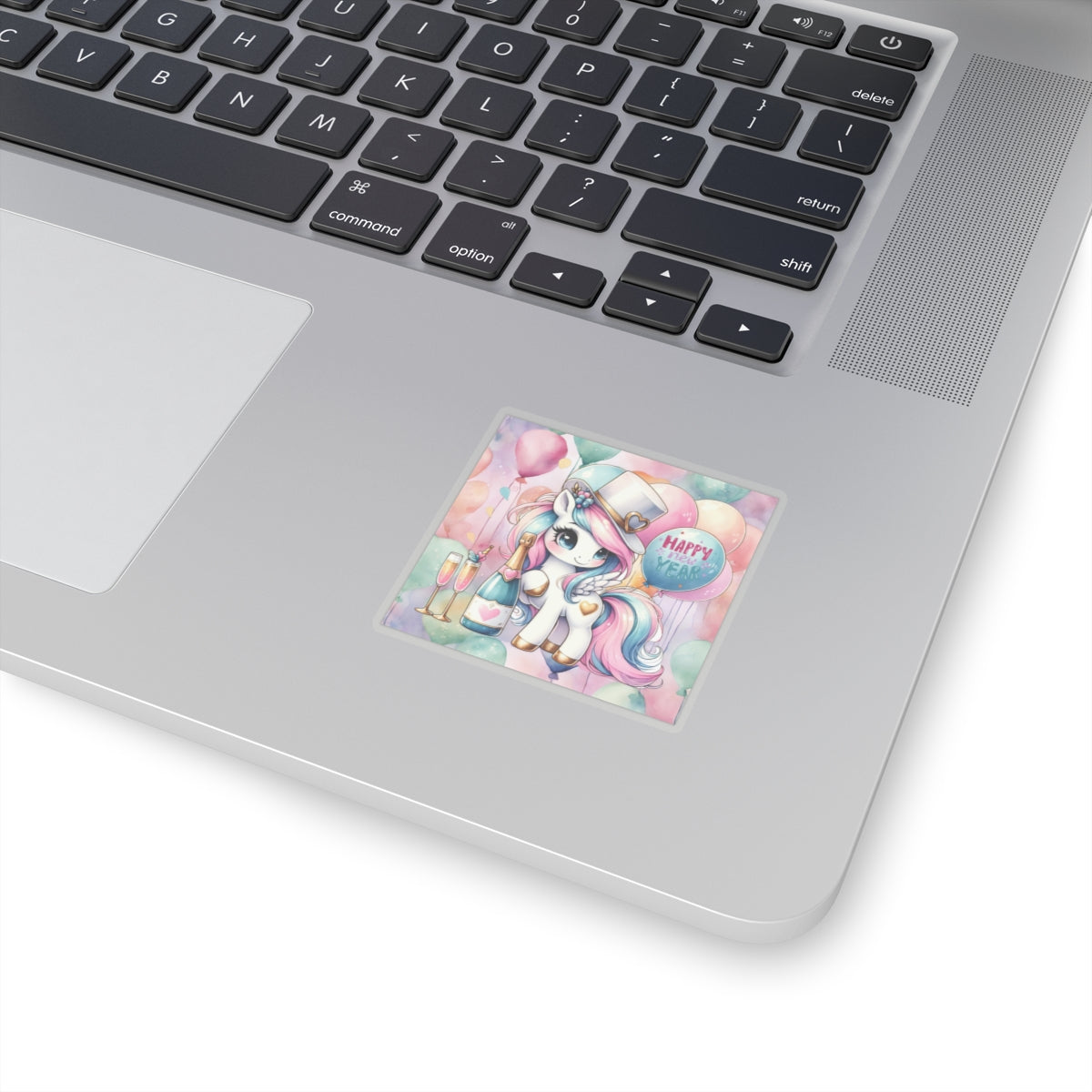 Happy New Year Pastel Unicorn Kiss-Cut Sticker-My Bright Side Clothing