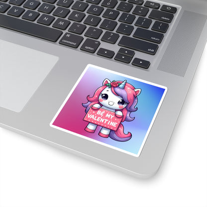 Cute and Sweet Rainbow Unicorn Happy Valentine Kiss Cut Sticker --My Bright Side Clothing