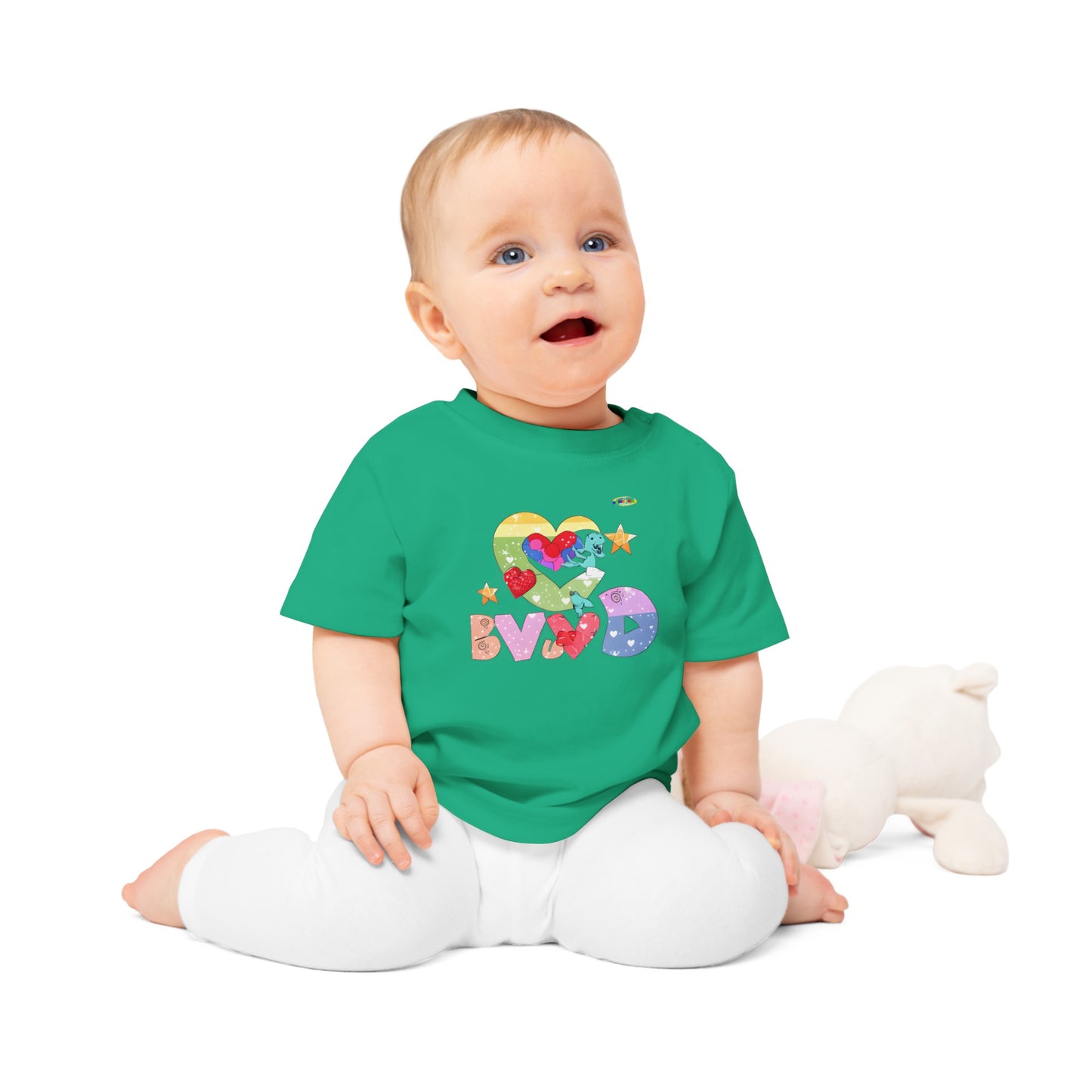 Cute Roaring Love Dino Graphic Baby T-Shirt-mybrigtsideclothing.com