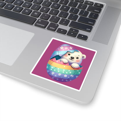 Cute and Sweet Little Polar Bear Easter Egg -Kiss-Cut Sticker-My Bright Side Clothing