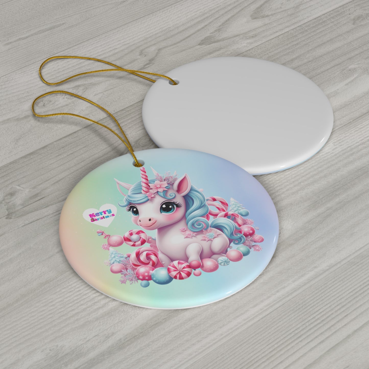 Cute Pastel Baby Unicorn Christmas Ceramic Ornament--My Bright Side Clothing