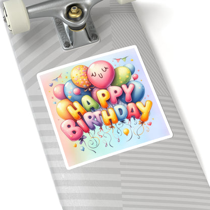 Cute Balloon  Happy Birthday Kiss-Cut Sticker-My Bright Side Clothing