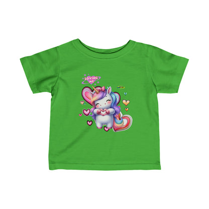 Cute Loving me Loving You Heart Unicorn  Infant Fine Jersey Tee-My Bright Side Clothing