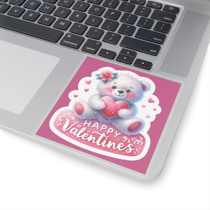 Cute and Sweet Happy Valentines Bear-Kiss-Cut Sticker-My Bright Side Clothing