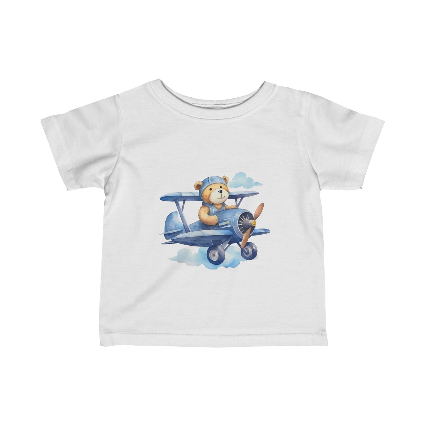 Cute Bear Flying a Airplane Infant Fine Jersey Tee-My Bright Side Clothing