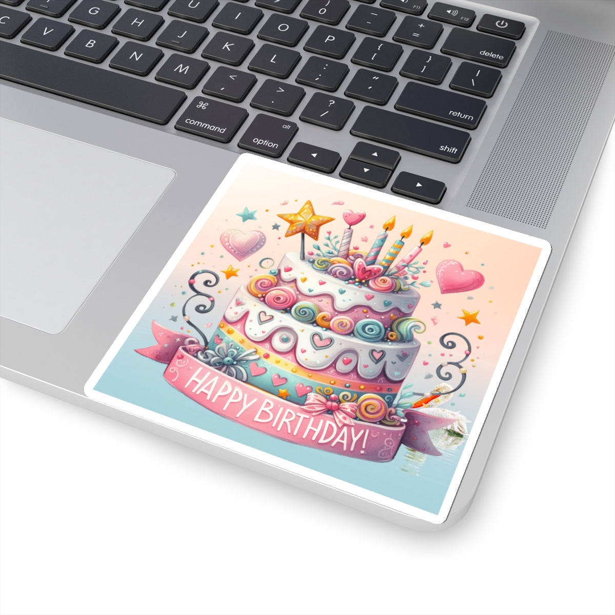 Cute Happy Birthday Cake Kiss-Cut Sticker-My Bright Side Clothing