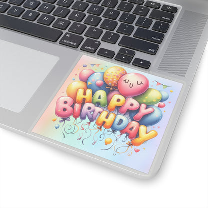 Cute Balloon  Happy Birthday Kiss-Cut Sticker-My Bright Side Clothing