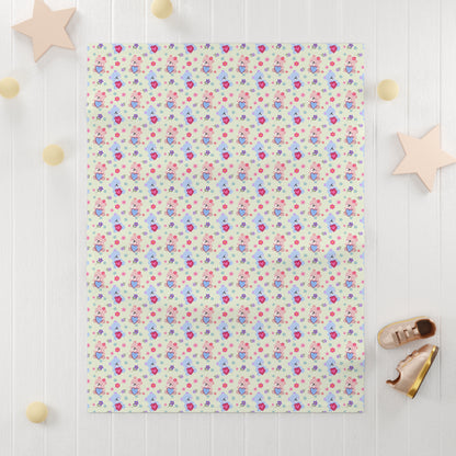 Pastel Love Bears Pattern Soft Fleece Baby Blanket--My Bright Side Clothing