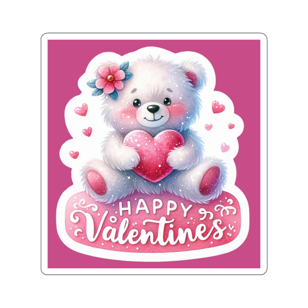 Cute and Sweet Happy Valentines Bear-Kiss-Cut Sticker-My Bright Side Clothing