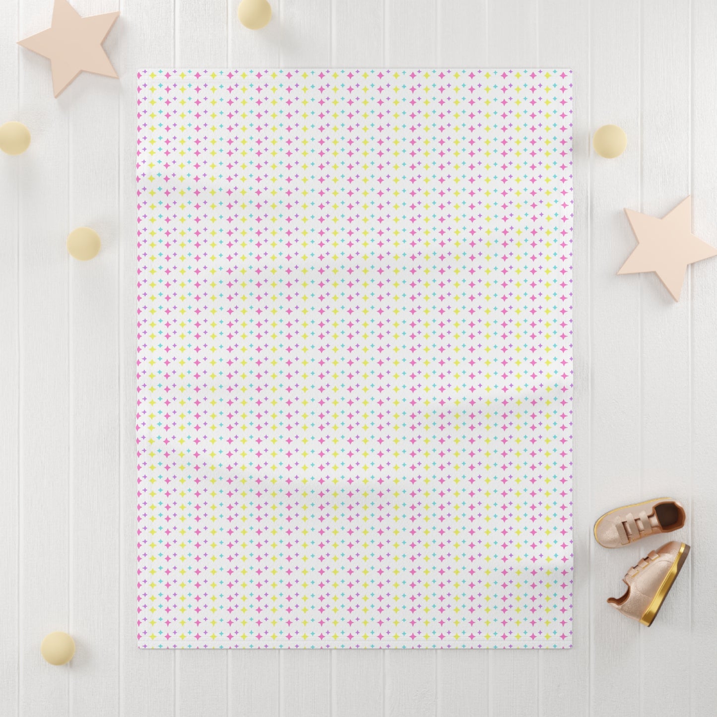 Cute Pastel Star Pattern Soft Fleece Baby Blanket--My Bright Side Clothing